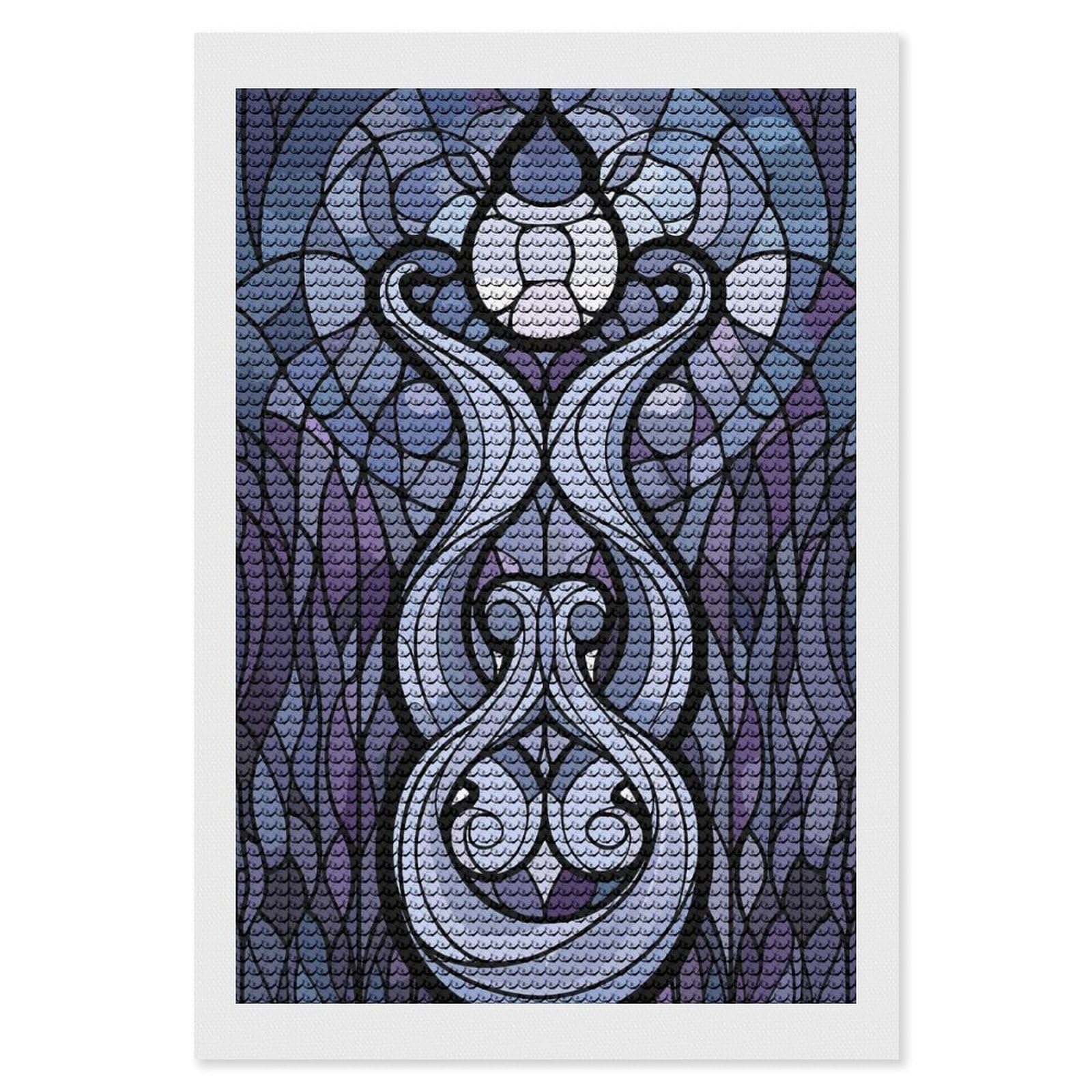 Junmoney Art Nouveau Stained Glass Design Diamond Painting Set 8"x12", for Beginners, Modern Decor, Simple to Start, Gift Idea, Pleasing Wall Art Project