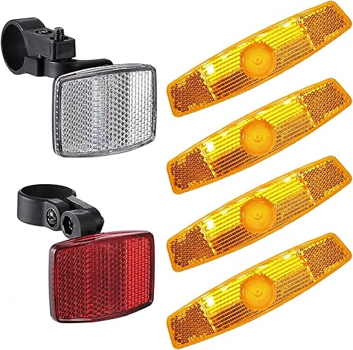VICDUEKG - Juego de 6 reflectores de bicicleta delanteros y traseros, reflectores de radios de rueda de bicicleta, reflectores de advertencia de