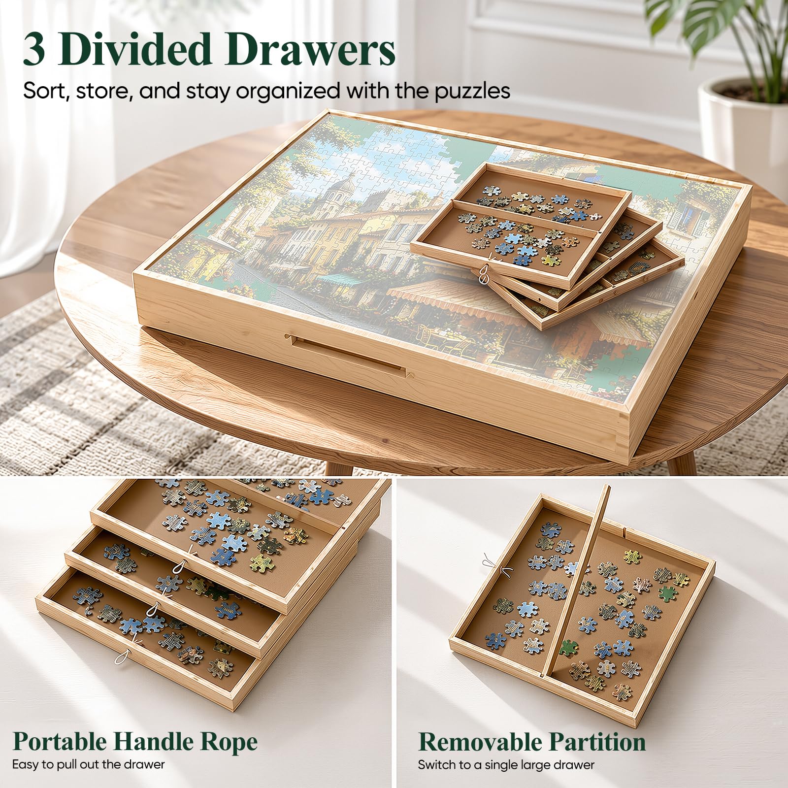 Table Puzzle en Bois, 3 inclinaisons, 1500 pièces