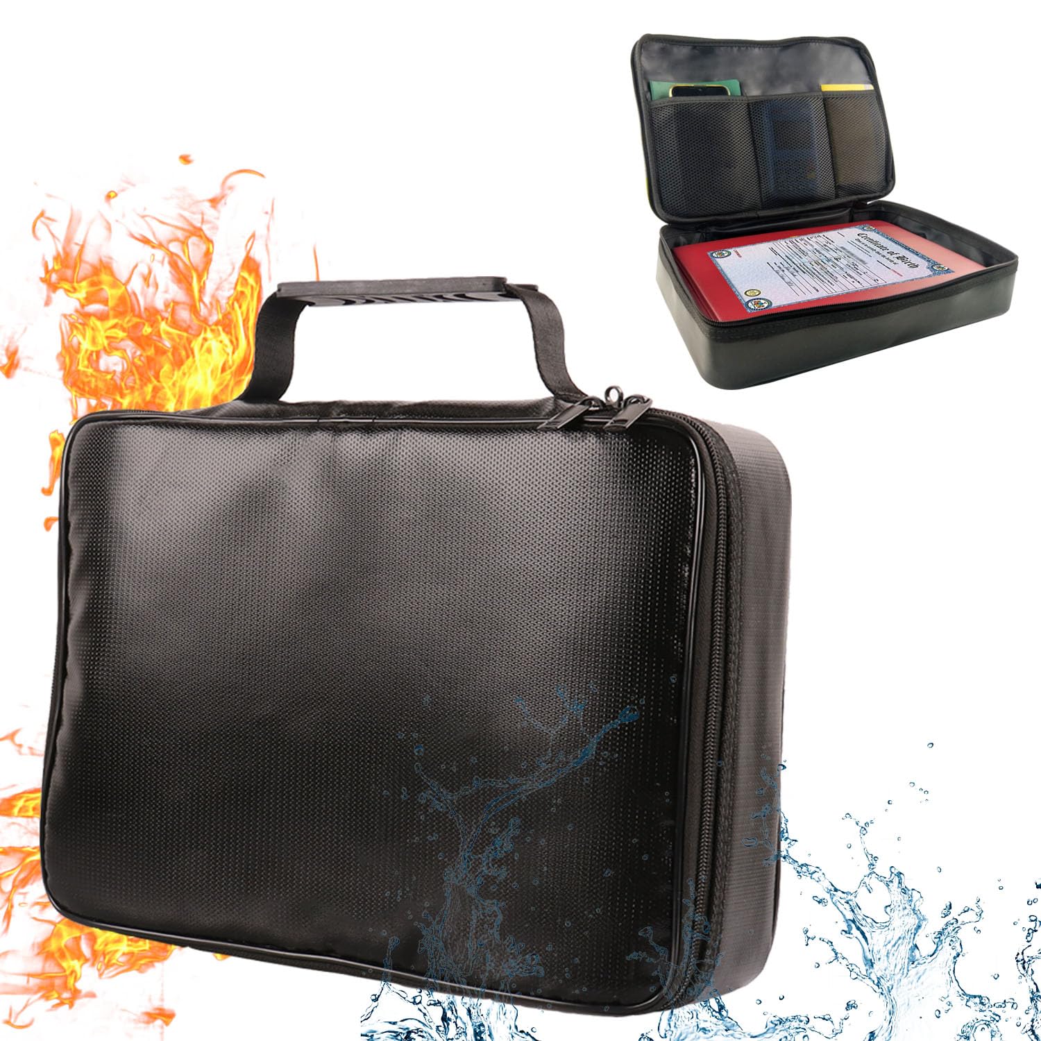 Secure Fireproof Document Bag With Lock & Money Pouch - *-Resistant * Storage For Files * & Certificates - Portable Organizer For Home, Office & Travel - View #3
