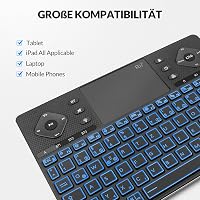 Rii Bluetooth billentyűzet touchpaddal, 12 színű háttérvilágítás, multimédia gombok Smart TV tablet laptop PC-hez fekete 7