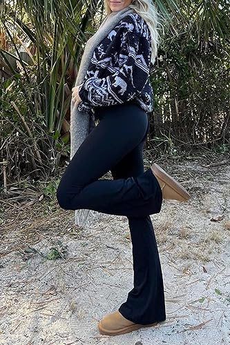 Miniatura 10 de Sunzel Leggings acampanados para mujer con cintura alta control de abdomen casual entrenamiento gimnasio corte de bota acampanados para yoga