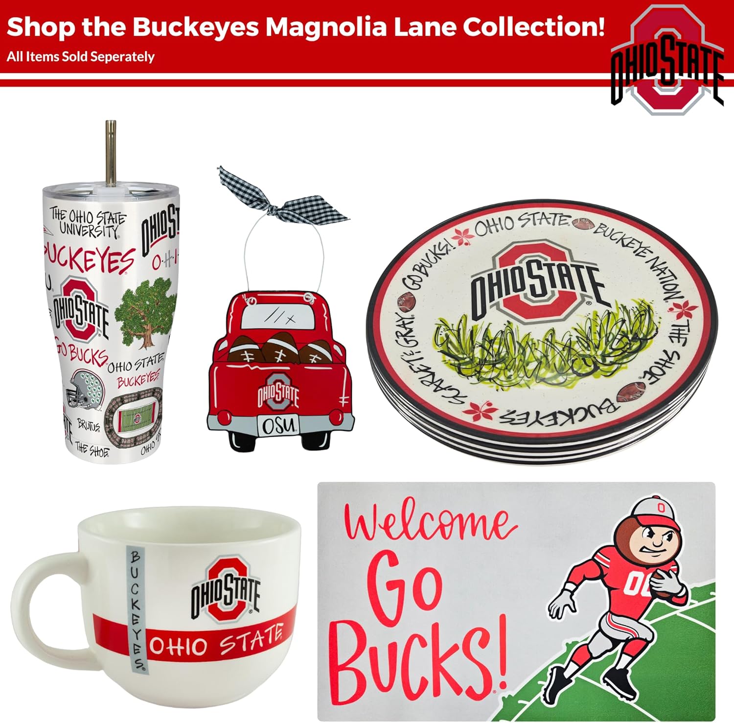 Ohio State Buckeyes University Set of 2 Car Coasters by Magnolia Lane- Removable Absorbent Ceramic Stone Coasters- Ideal Gift for Students, Alumni and Everyday Fan- Show Your Big 10 NCAA Team Spirit - Image 6
