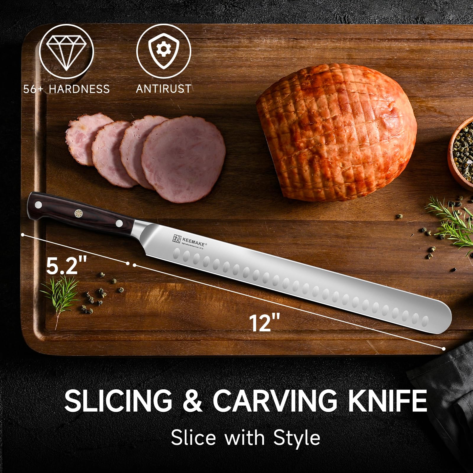 KEEMAKE 12" Carving Knife for Brisket & BBQ, High-Carbon Stainless Steel — Amazon image 2