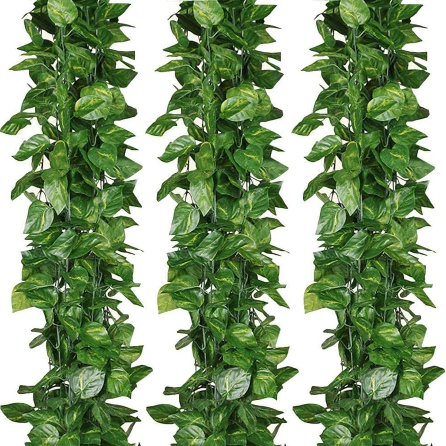 Mumoo Bear Artificial Ivy Garland, 12 Pack 84 Feet Fake Ivy Hanging Vines, Green Leaves Fake Plants for Wedding, Party, Garden, Office, Bedroom Decoration(Scindapsus Leaves)