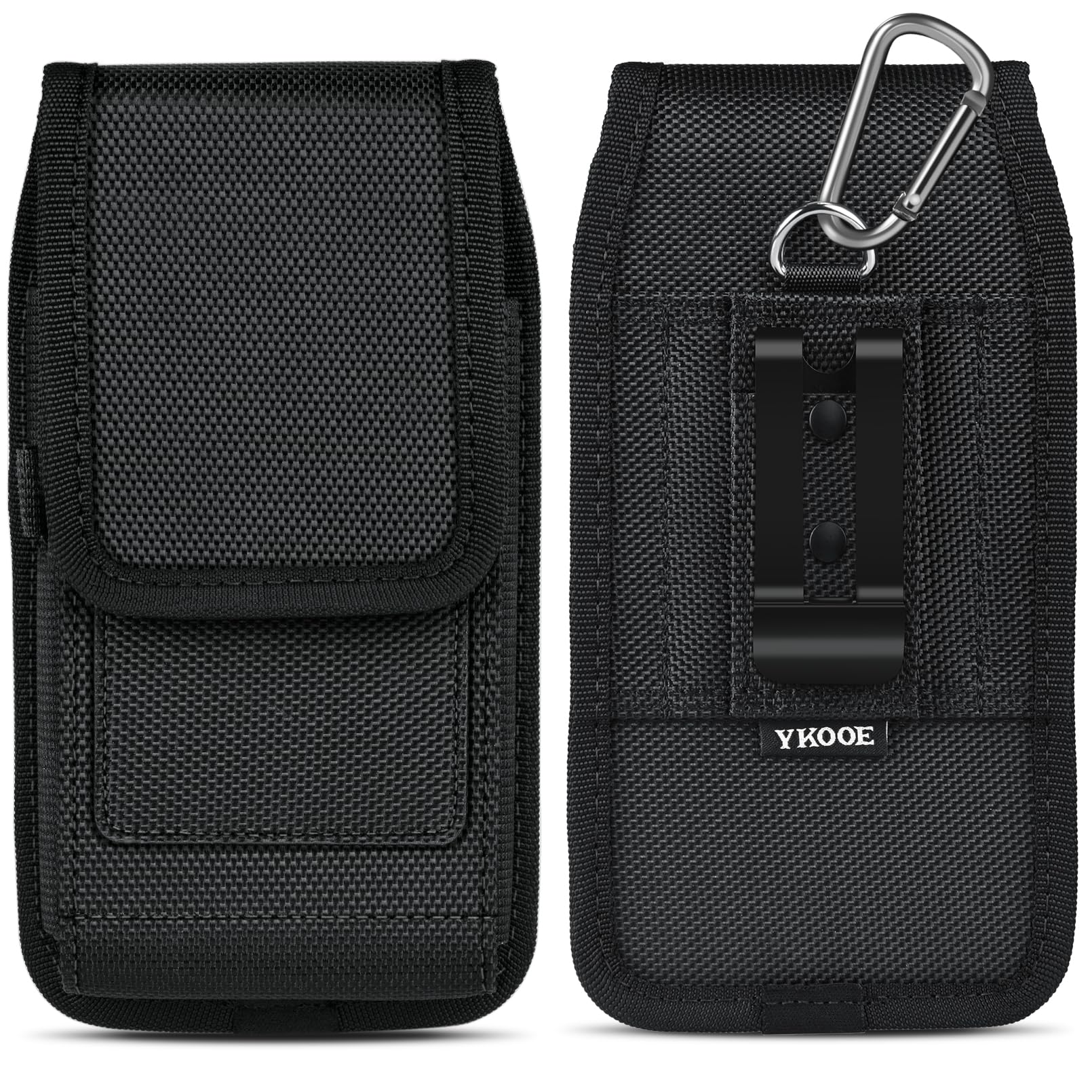 Photo 1 of ykooe Cell Phone Holster Compatible with iPhone 17 16 15 14 13 12 & Pro Models- Belt Clip and Card Holder, Black, L