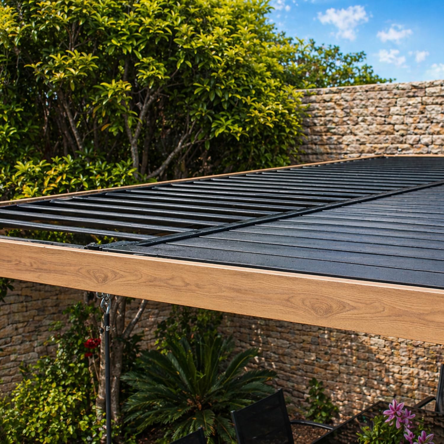 Pergola Bioclimatique SIFNOS 390×290 cm Marron Aluminium Adossée
