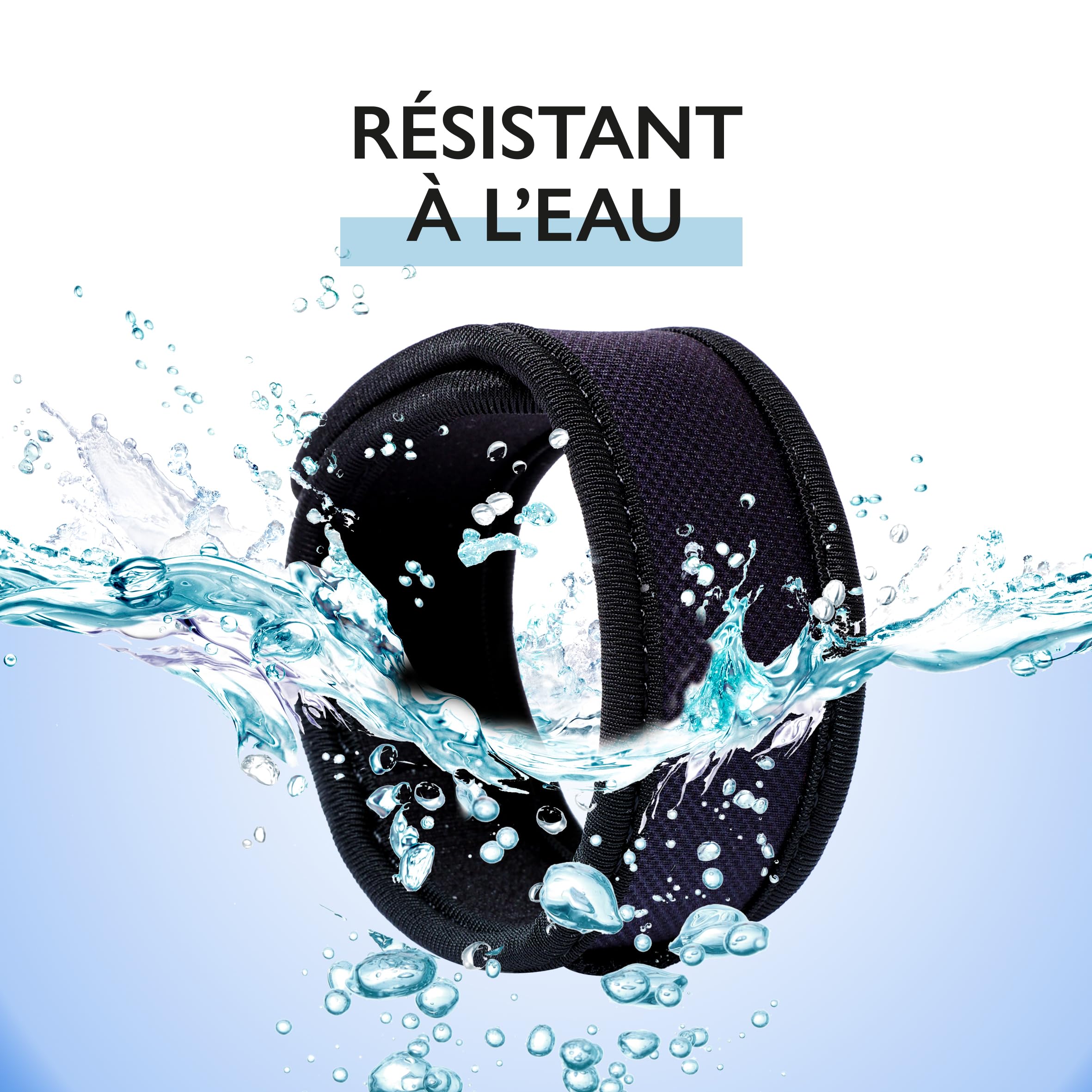 PARAKITO Bracelet Anti-Moustiques Réutilisable 2 Plaquettes Huiles Essentielles 1 Mois Protection Sans DEET Taille Adulte Noir