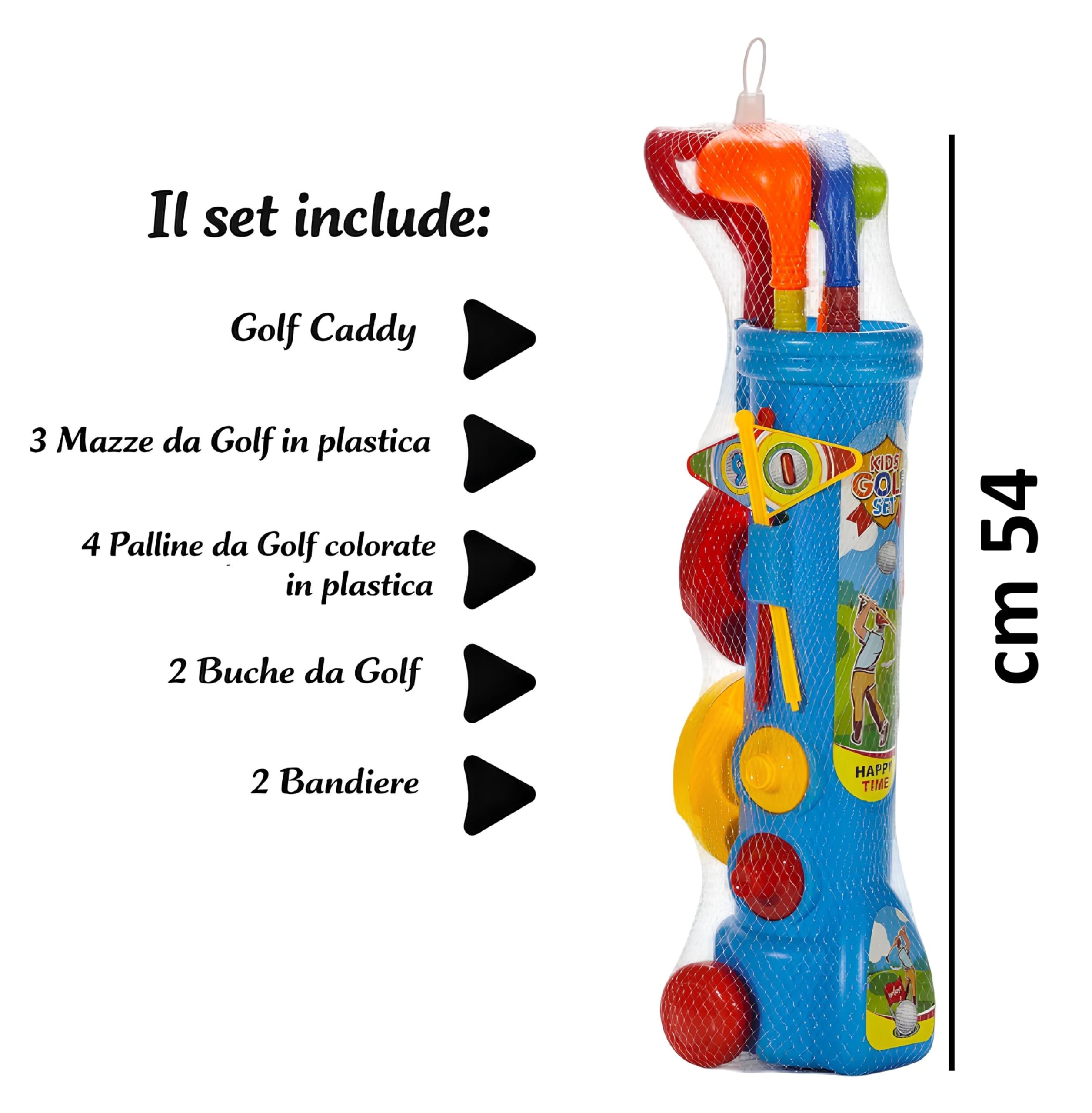 Golf Enfants Ensemble de Jeu Sac avec Roues Trolley 3 Battes 4 Balles 2 Trou Drapeau Mini Golf Intérieur Extérieur