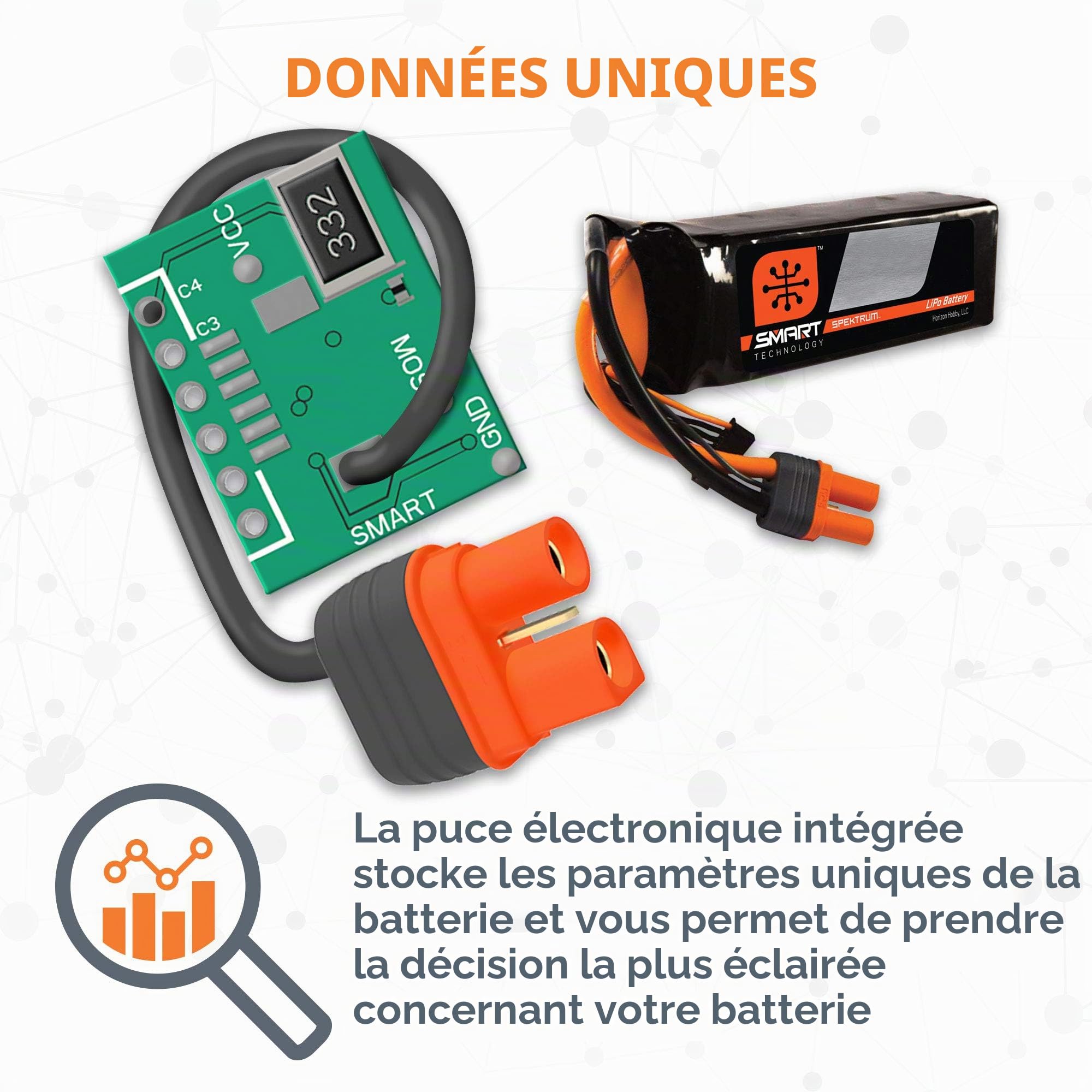 Spektrum 14.8V 2200mAh 4S 30C Smart LiPo Batterie : IC3 SPMX22004S30 Multicolore