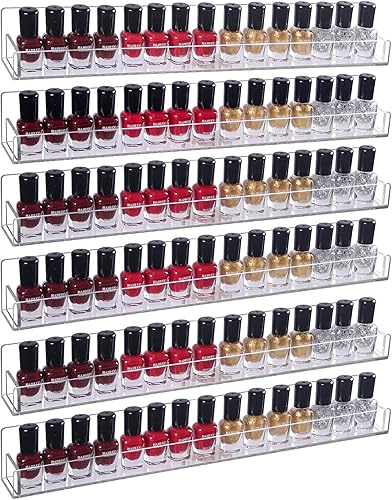 Juego de 6 soportes acrílicos para esmalte de uñas, montado en la pared, organizador de botellas de aceite esencial de lápiz labial, estante de