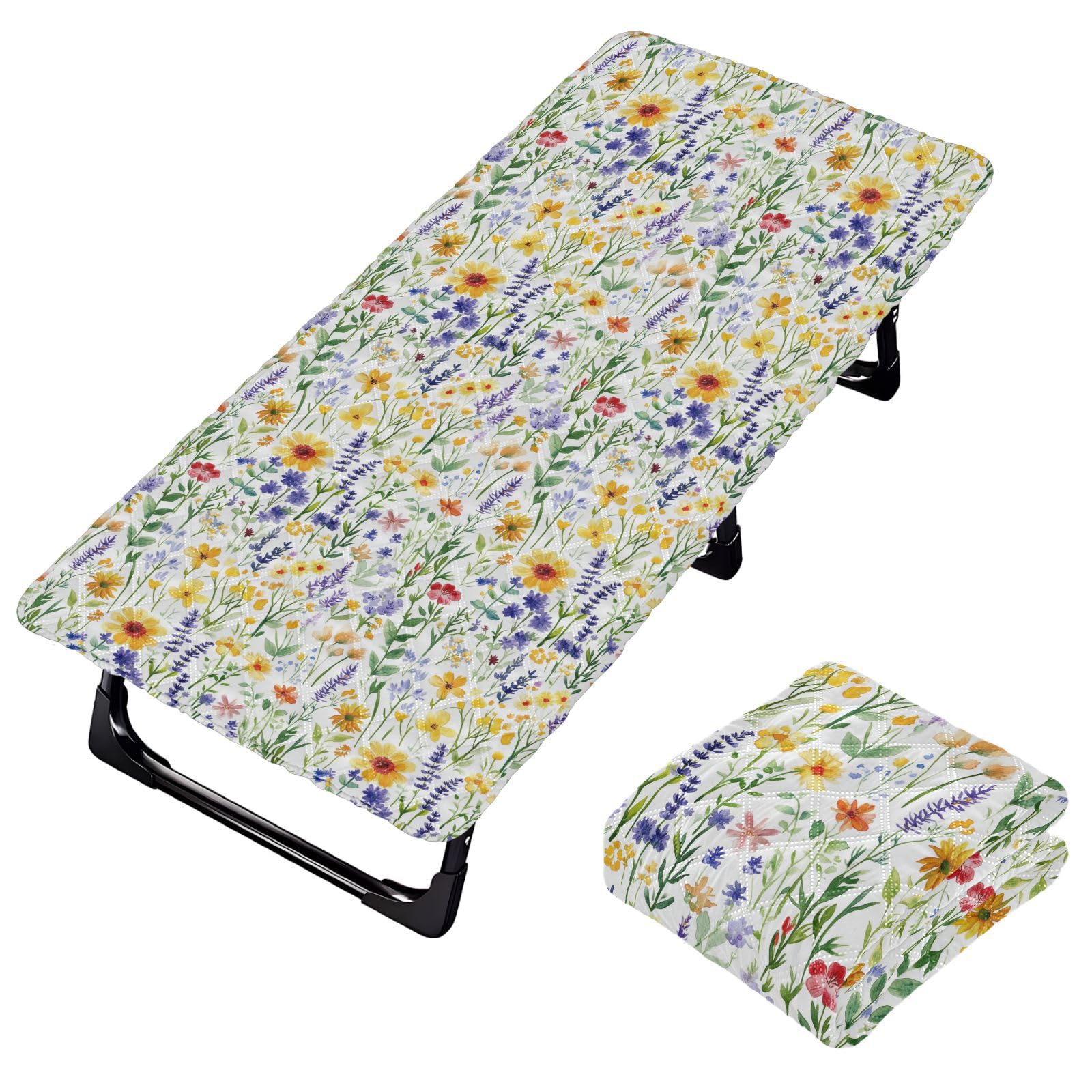 Spring Flowers Lavender White Toddler Air Mattress Sheet Soft & Comfortable Cot Sheet for Fold Out Bed for Small Spaces Baby Sleeping 50' x 25' (Bed Not Included)