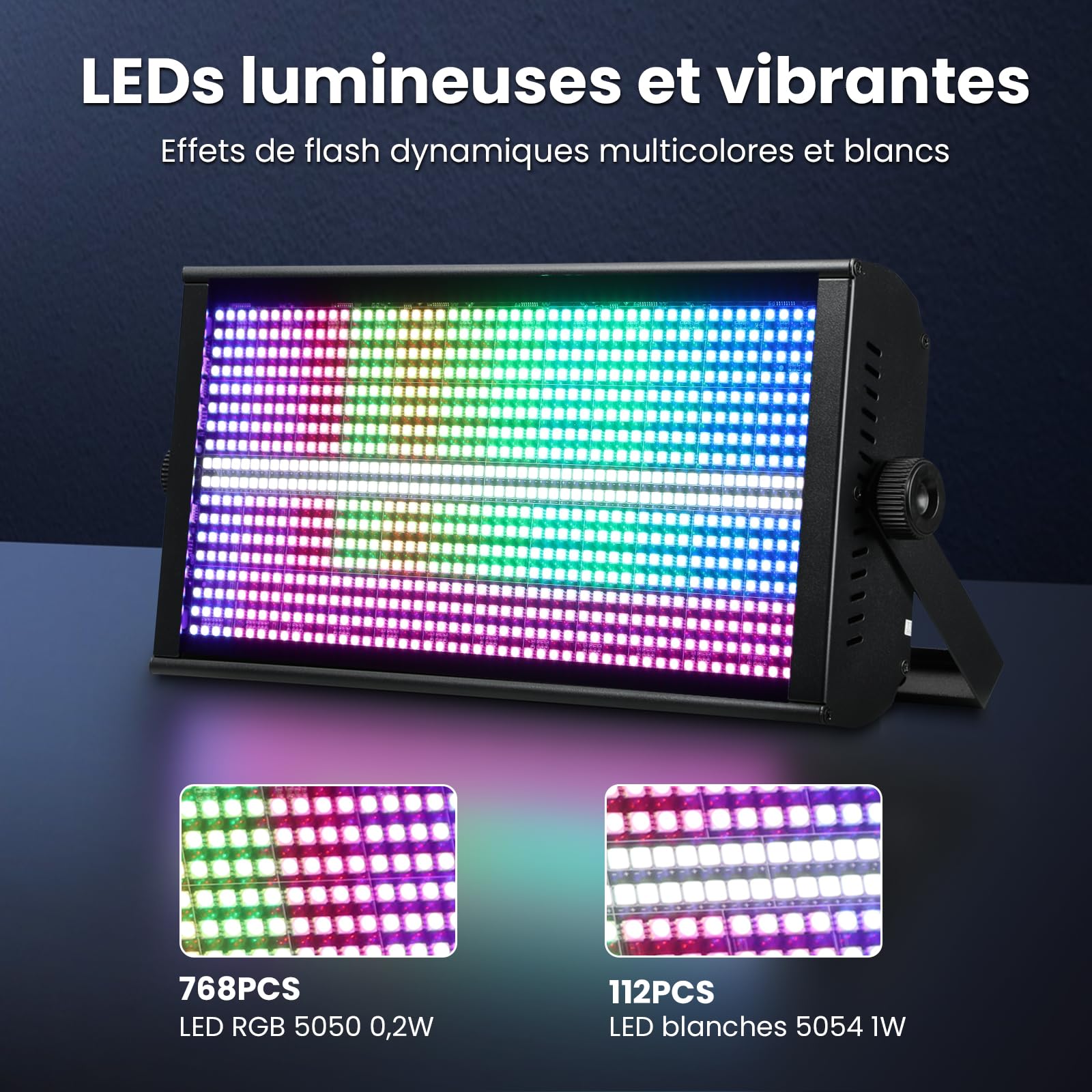 BETOPPER 260W LED Matricielle Lumières Stroboscope RGBW 4-en-1 Jeu de Lumiere Stroboscope Lavage et Mouvement Lumiere Soiree pour DJ Bar Fête (1PCS)