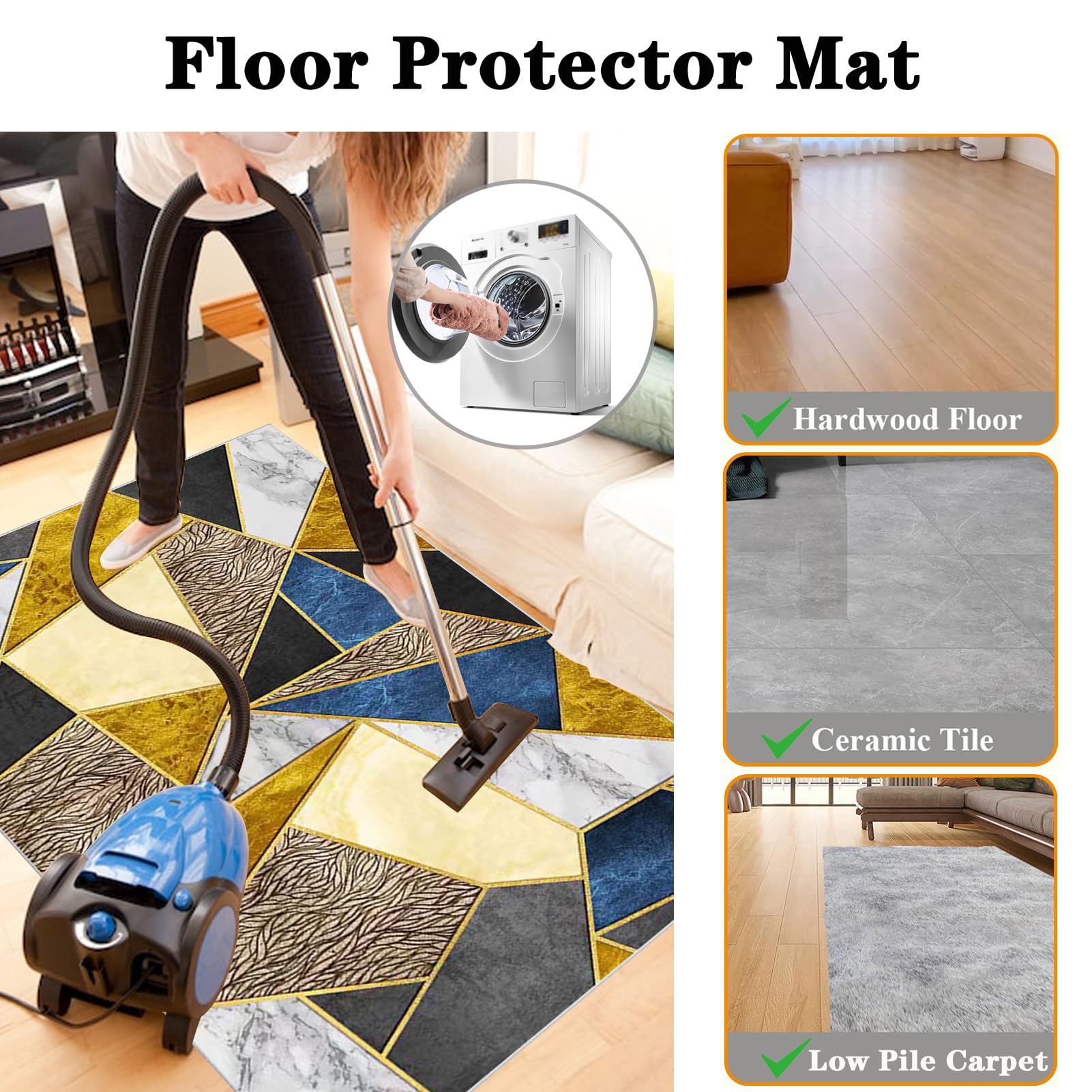 Tappetino Salvapavimento Antiscivolo, Tappeto per Sedia Ufficio per per Pavimenti in Legno Duro, Tappeto Gaming pavimento, Tappetini di Protezione per Pavimento per Parquet e Laminato 80 x 120 cm