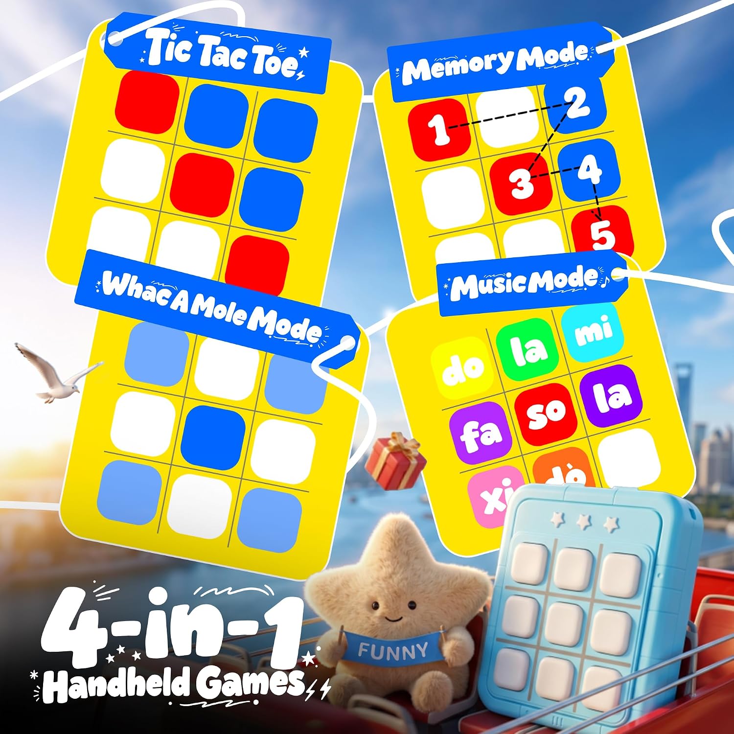 SMILESSKIDDO 5 in 1 Tic Tac Toe Game, Handheld Brain Teaser Puzzle Toy image 3