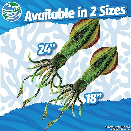 Miniatura 2 de Real Planet Peluche de calamar de 24 pulgadas, animales de peluche realistas, peluches de animales marinos, juguetes de peluche del calamar para