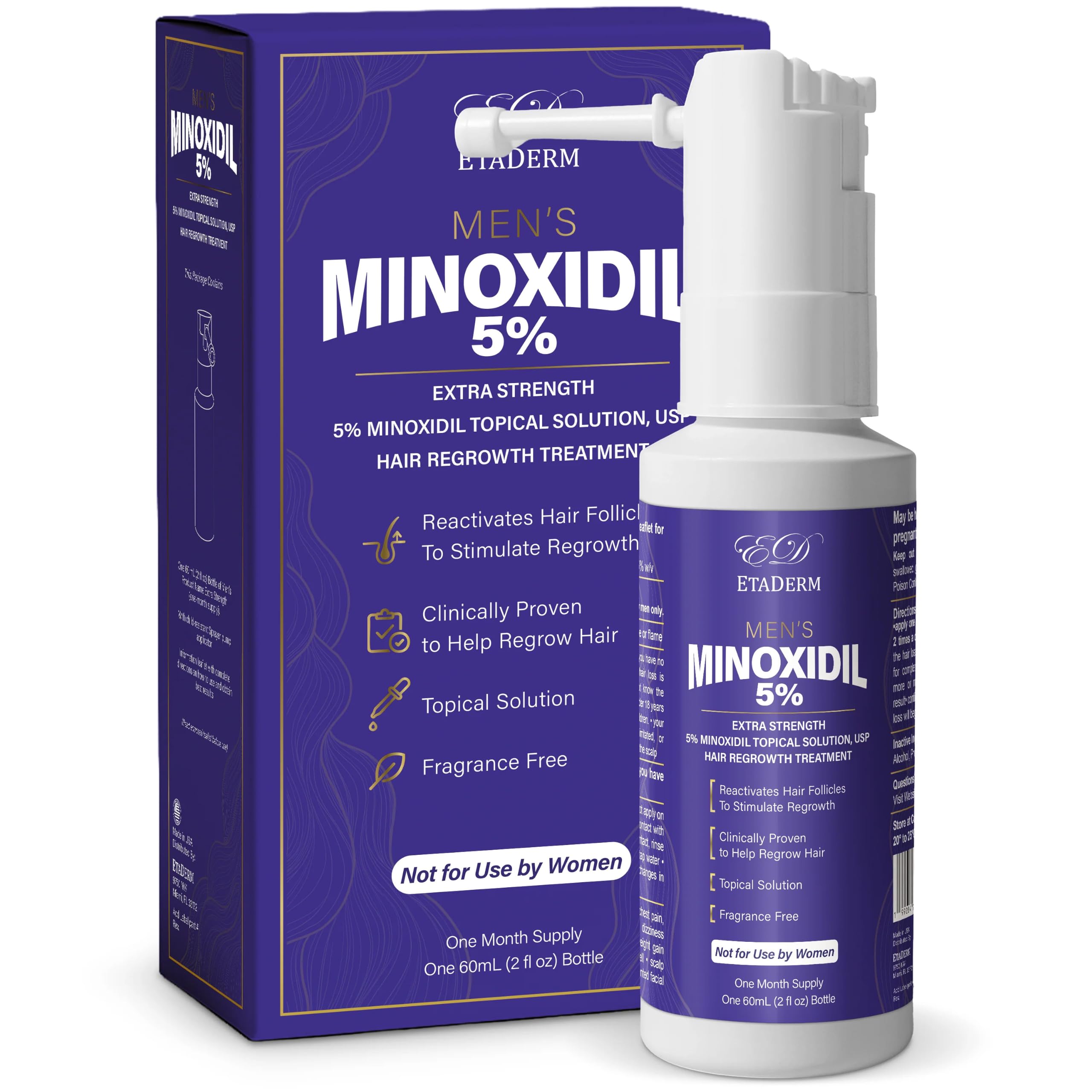Minoxidil 5% Spray for Men - Hair Regrowth for Men - Hair Care Formula to Support Scalp Wellness - Supports Fuller-Looking and Denser-Looking Hair - Precision Spray Applicator - 2 Fl Oz 2 Fl Oz (Pack of 1)