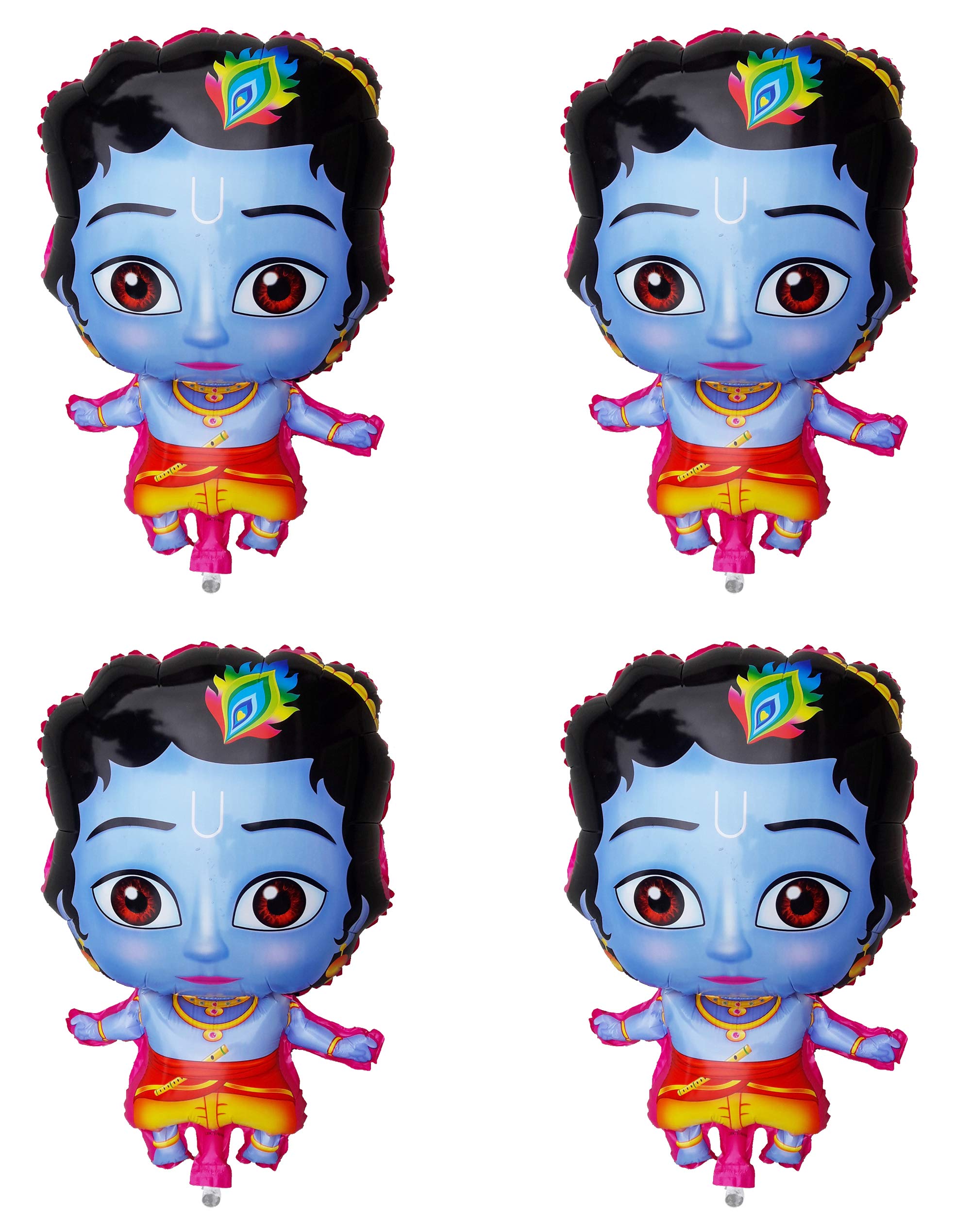 Masti Zone 18 Multicolour Little Krishana Bal Gopal Foil Balloons for Kids, 4 Pieces
