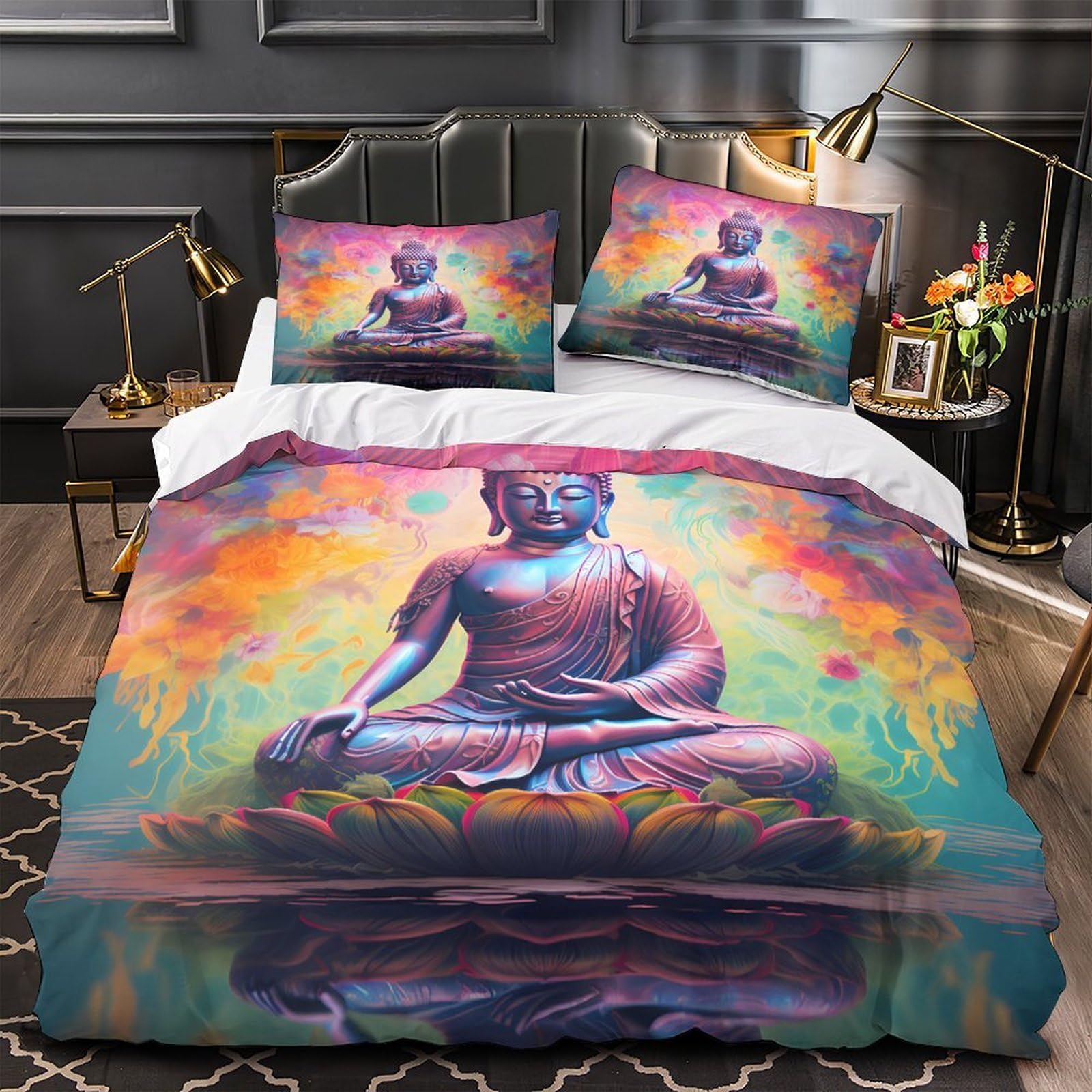 Housse de couette Bouddha 220x240 pour un sommeil sans acariens en famille