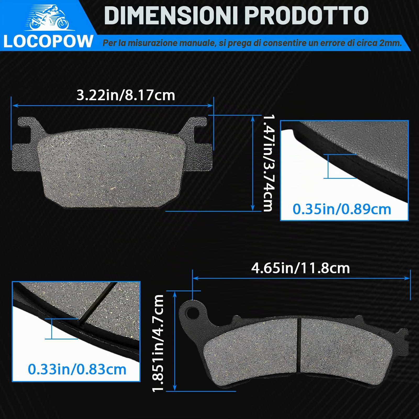LOCOPOW Pastiglie freno anteriore e posteriore per Honda SH 125/Forza 250 NSS 250 2005-2008/Forza 300 NSS 300 2013-2017/SH 300i SH300i 2007-2014