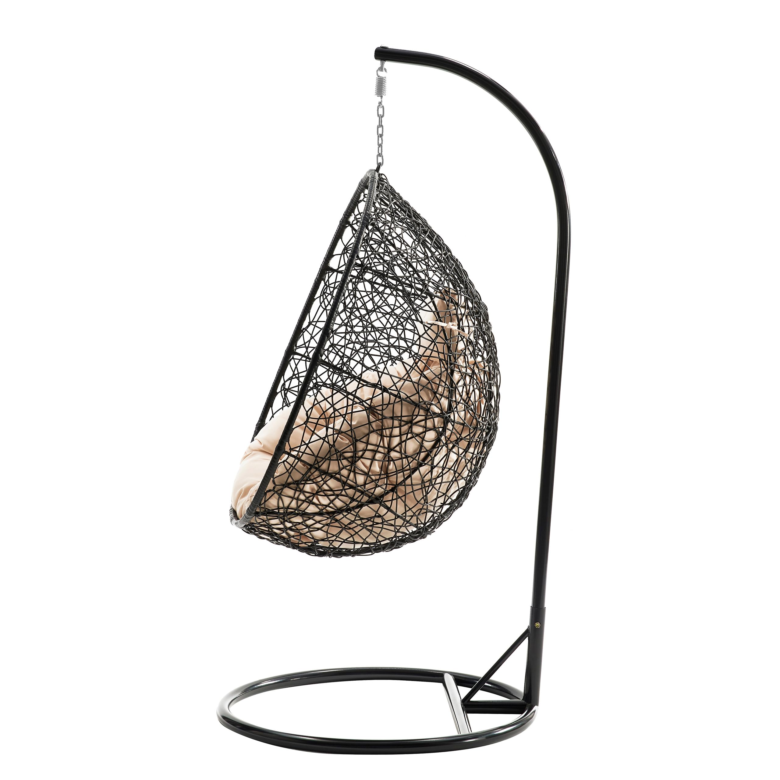 Mirjan24 Fauteuil suspendu Bordia avec structure et coussin, balançoire suspendue avec coussin de dossier, chaise suspendue, panier suspendu, squelette en acier, pour l'intérieur et l'extérieur