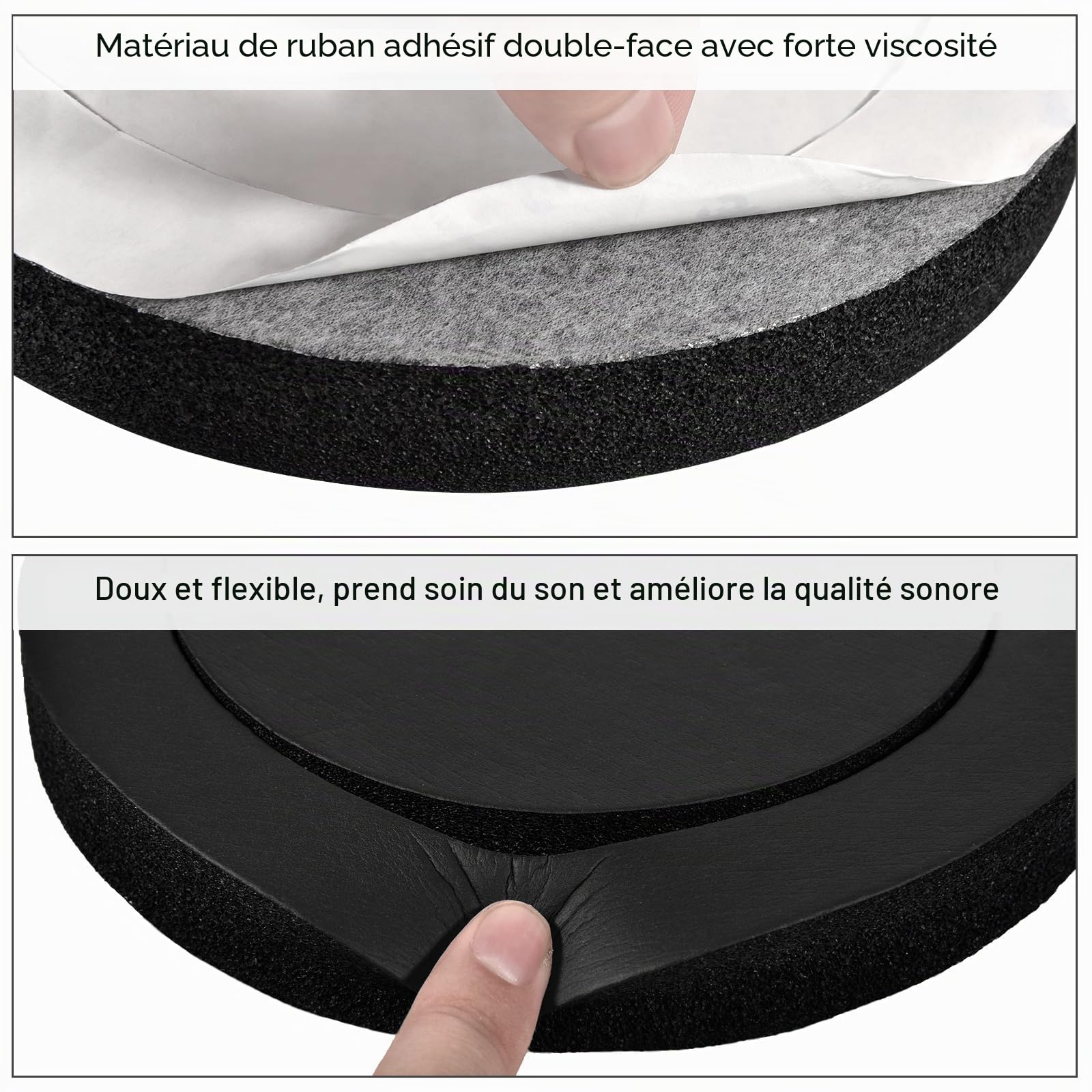 4 Pcs 6.5" Kit de système de Haut-Parleur Universel en Mousse de Voiture,éponge Auto-adhésive Mousse de Haut-Parleur de Voiture à Rebond élevé,Anneau Tampon en Coton insonorisé