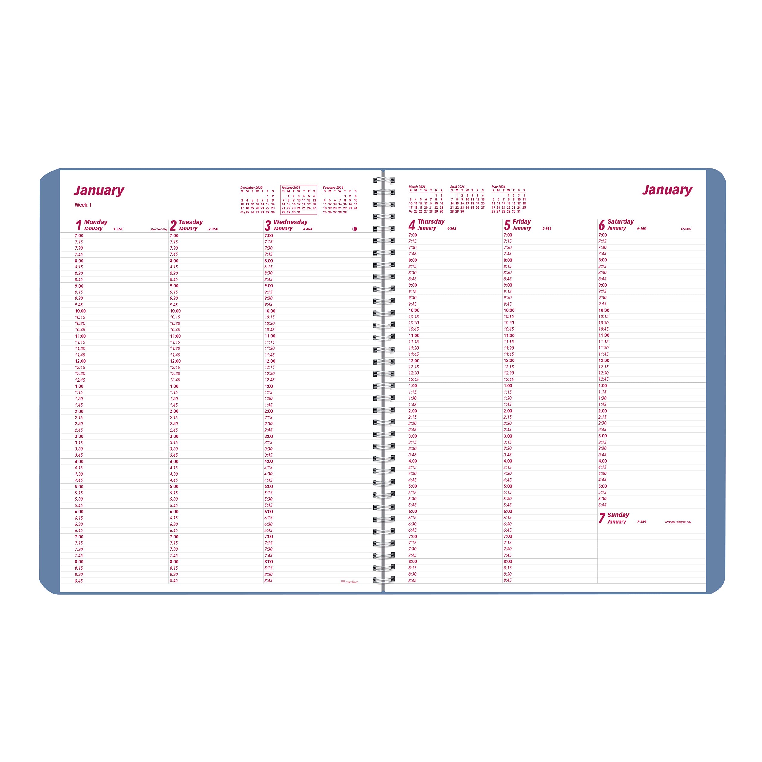 BrownlineMountain Weekly Planner 2023 with Twin Wire Binding and Mountain Design, 11-inch Height, Green