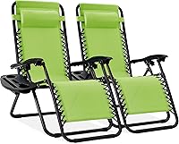 Vista 73 de Best Choice Products - Juego de 2 sillas reclinables y ajustables de malla y acero, sillas con sensación gravedad cero con cojines y bandejas Negro