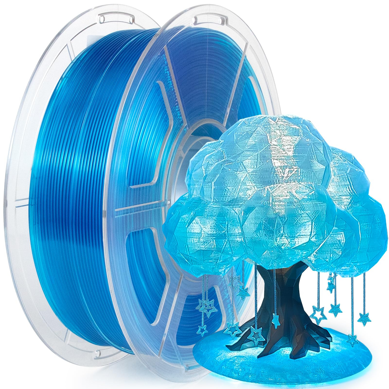 iSANMATE Rapid Clear PLA Filament 1.75mm, 3D Printer Filament Transparent Filament Sky Blue, Fast Printing Speed PLA, Dimensional Accuracy ±0.02mm,