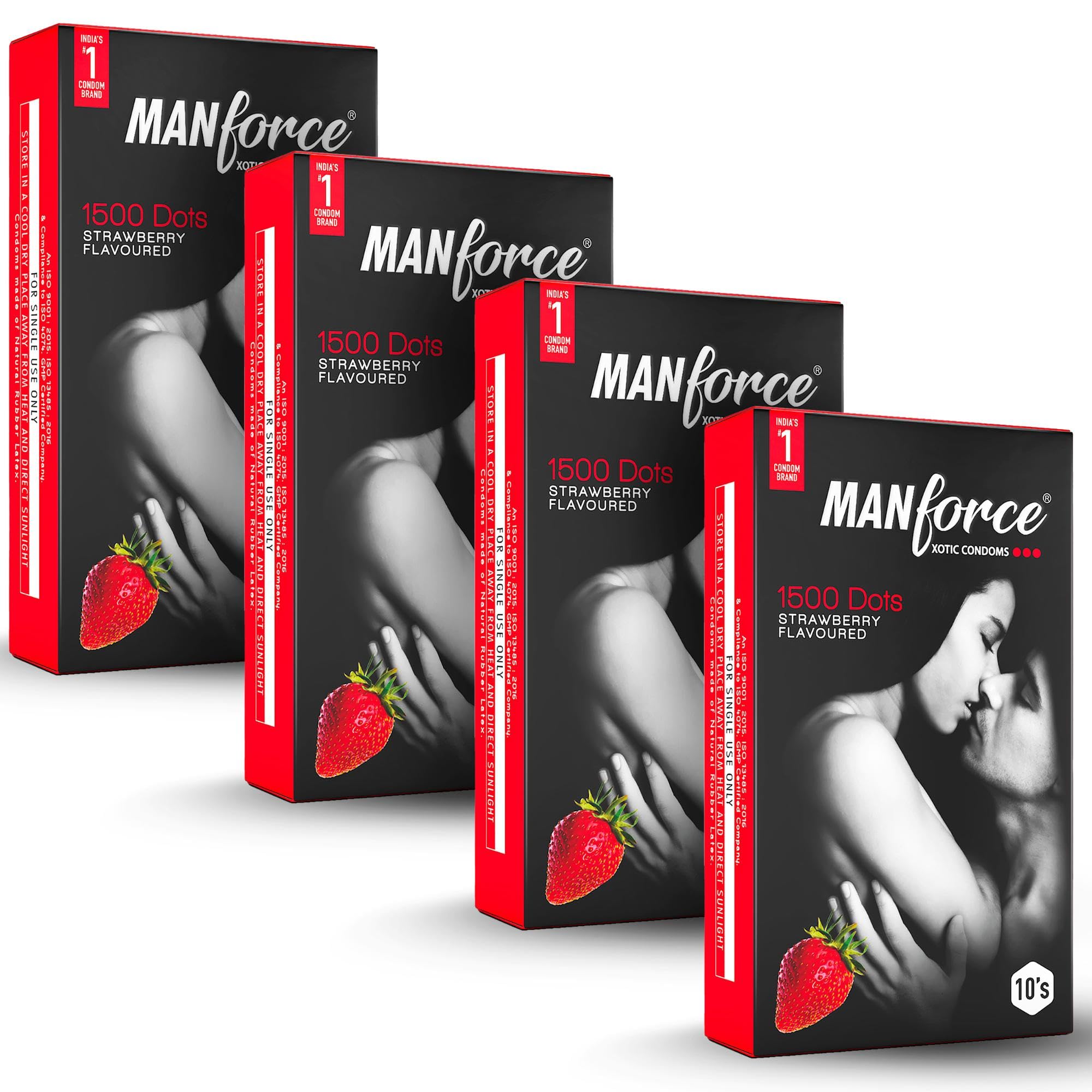 Manforce Xotic Strawberry Flavoured Condoms For Men | 40 Pcs | Extra Dotted & Lubricated Latex Condoms | For Enhanced Pleasure Of Both| India's No. 1 Condom Brand For Safe Sex