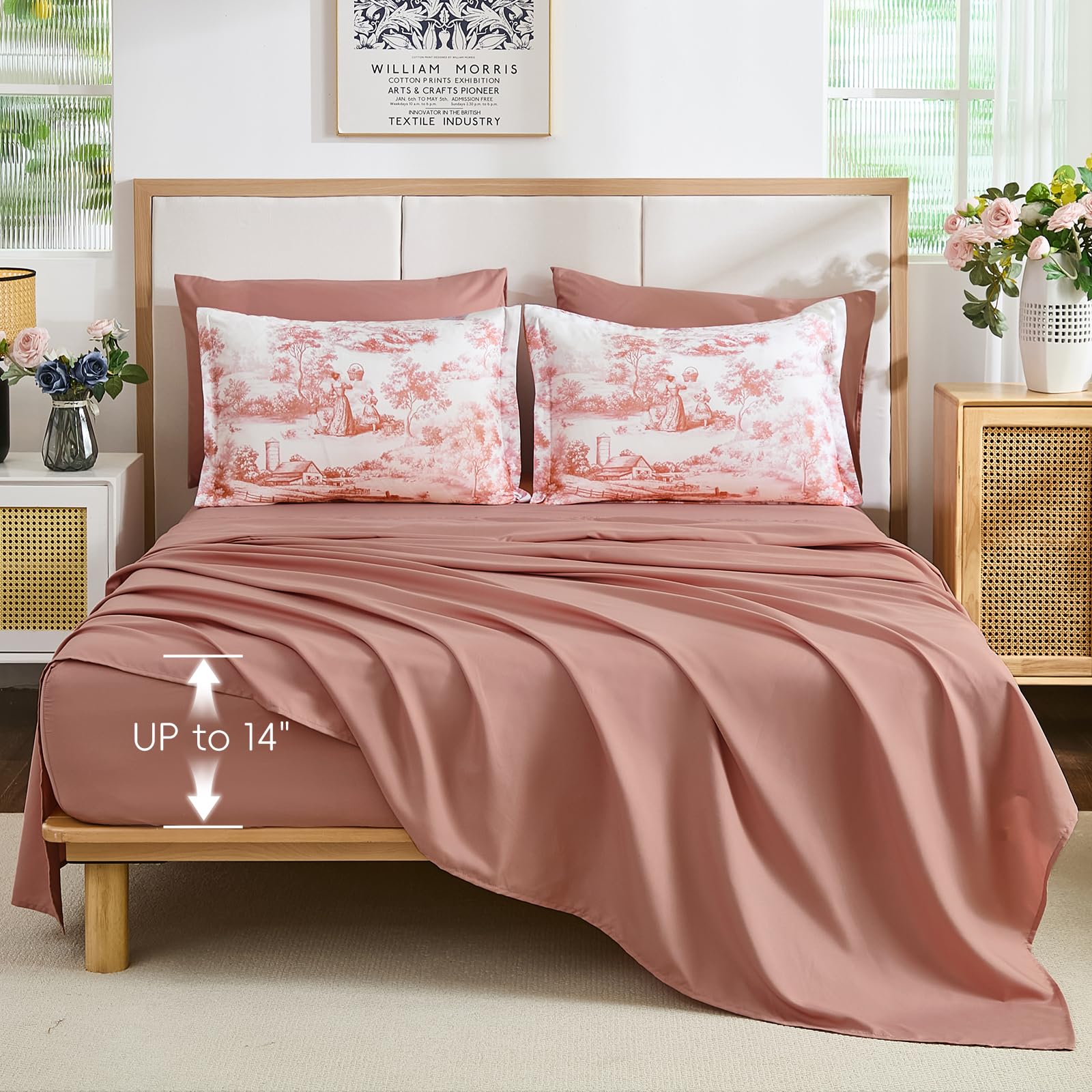 WONGS BEDDING 7-teiliges Schmusetuch-Set mit Blumenmuster in einer Tasche-YS01AB091780K7U-A