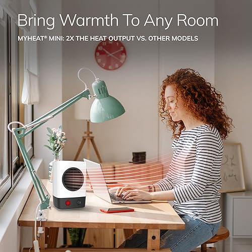 Miniatura 3 de Lasko Mini calentador personal de cerámica MyHeat, color blanco