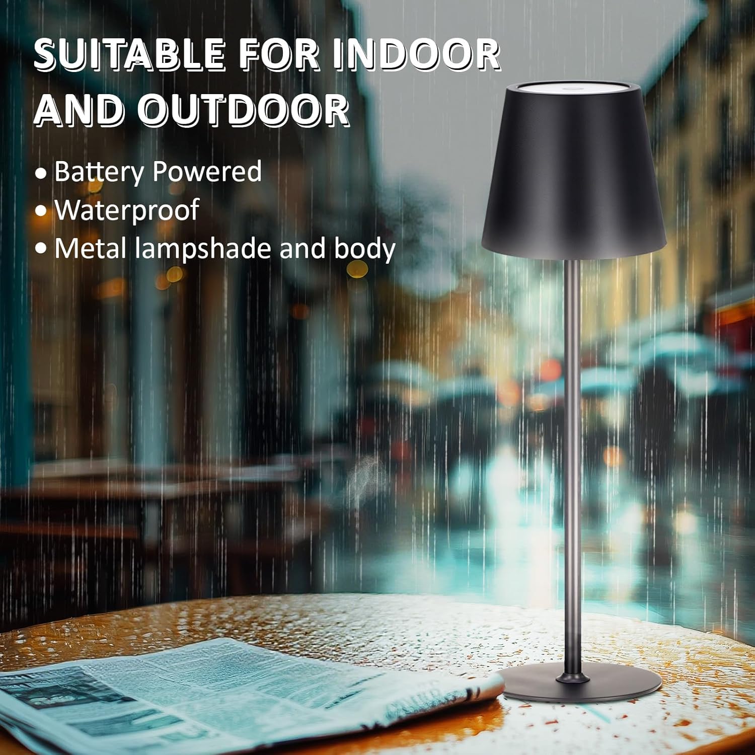 Retisee 12 Pack Cordless Table Lamp Portable LED Rechargeable Desk Lamp 3000mah Battery Operated 3 Color Stepless Dimming Waterproof Touch Control for Bedroom Restaurant (Black,Round Base)