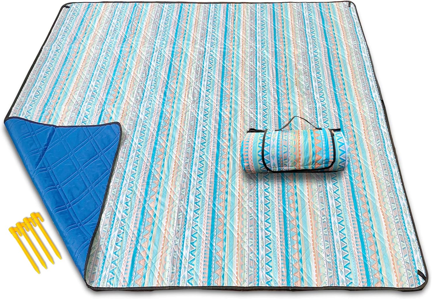 KuoSEN Picnic Blanket Beach Blanket Sandproof Waterproof 79''x79'' 3 Layers