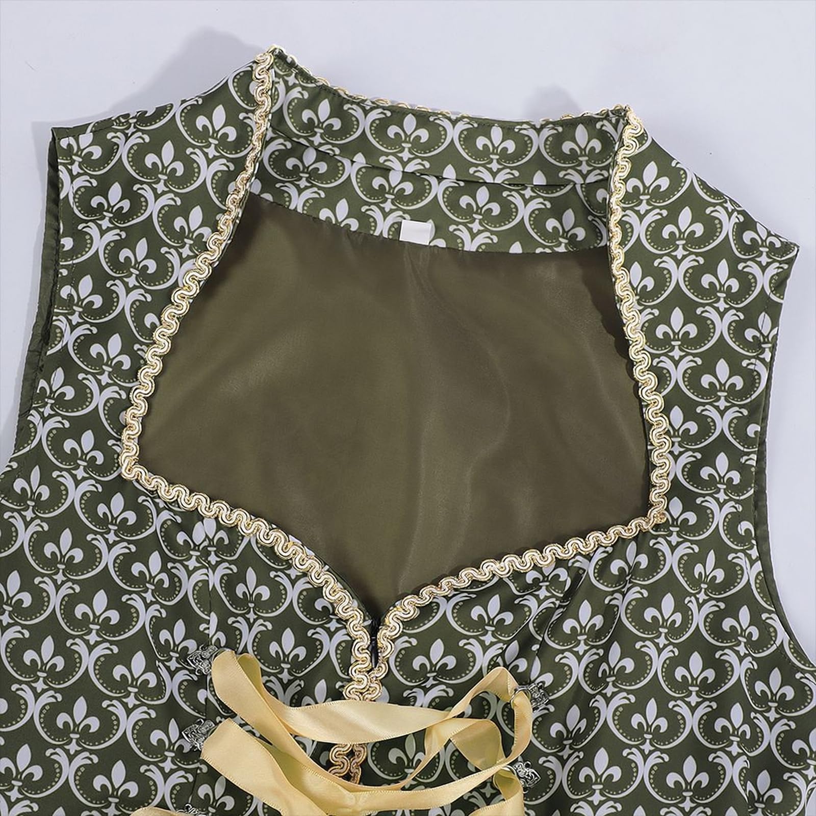 Dirndl Blau Damen Lang Dirndl Kleid Trachten Trachtenkleid Eckiger Ausschnitt Oktoberfest Damen Outfit Vintage Muster Trachtenrock Trachtenmode Dirndlkleid Elegant Festlich Kleider Für Party