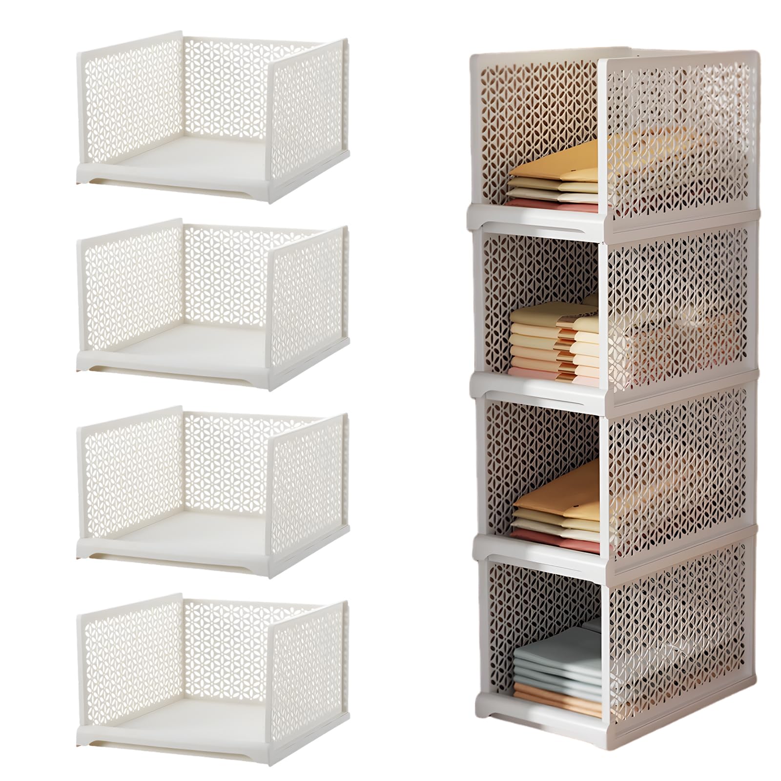 Uncle Yang PP-Material Kleiderschrank Organizer Aufbewahrungsbox – Faltbare Schrank Ordnungssysteme für Schlafzimmer Bad Küche Büro
