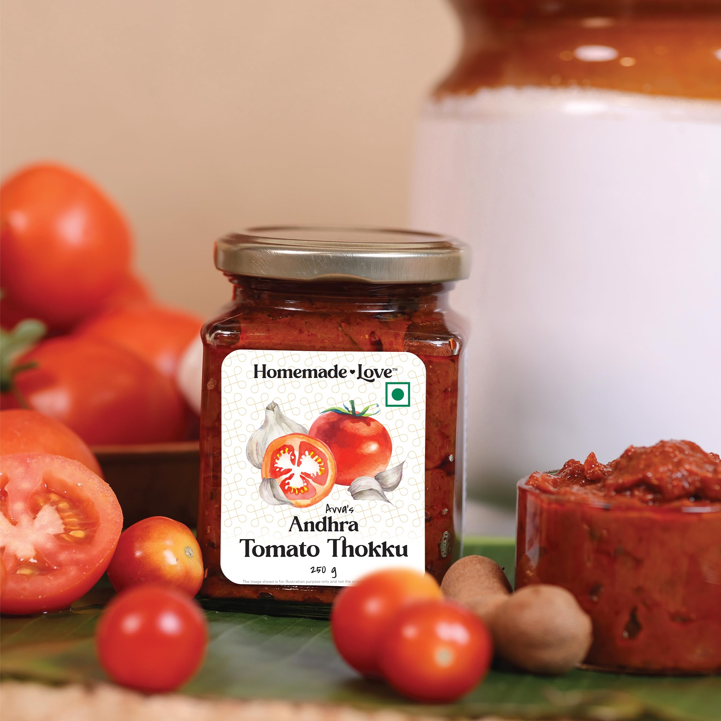 Homemade Love Andhra Tomato Thokku (250 Gm) | Tomato Pickle with Garlic Pure Natural Home Made Taste | Authentic Andhra Style Achar Perfect for Rice, Dosa, Idli, Upma & Roti | No Artificial Colors - Image 4 thumbnail