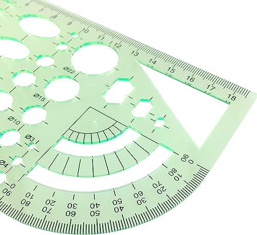 Miniatura 2 de 2PCS plantillas de medición verdes de plástico reglas geométricas para oficina y escuela, encofrado de construcción, plantillas de dibujos