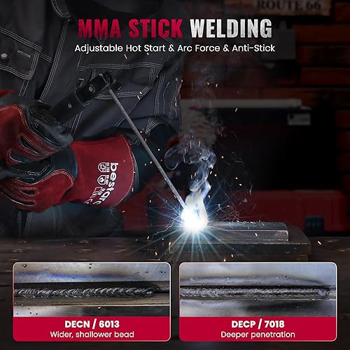 Miniatura 5 de bestarc Soldador de palo, máquina de soldadura TIG ARCLift de pantalla LED grande de 200 amperios, voltaje dual de 110 V220 V, inversor IGBT