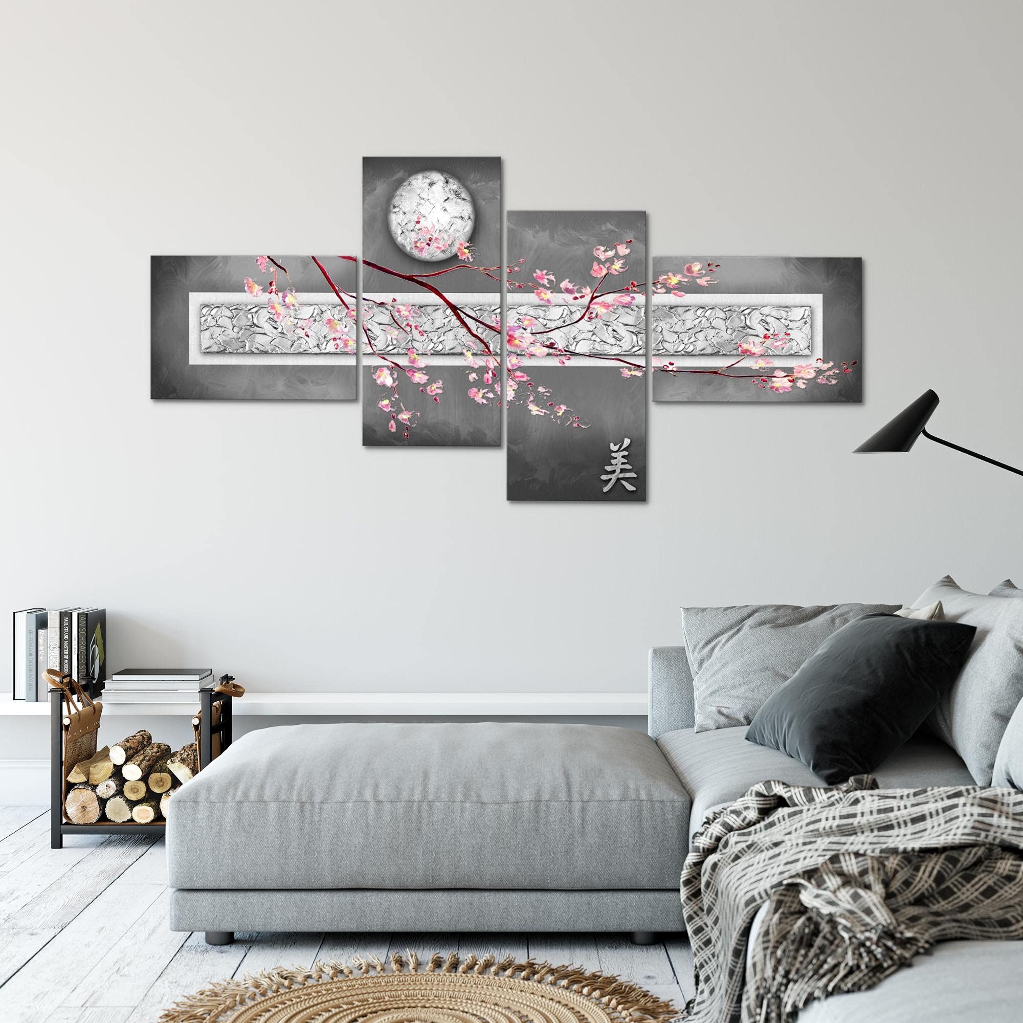 Runa Art Quadro XXL Sakura Fiori 200 x 100 cm Stampa D'Arte Murale Tela Non Tessuta Decorazione Soggiorno Camera Da Letto 500241c