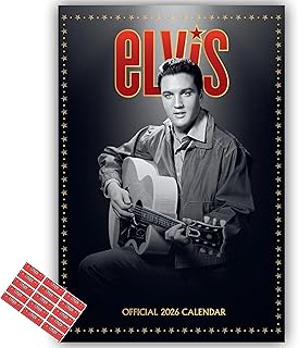 Elvis Presley Calendar 2026 A3 Elvis Wall Calendar Gift with Free Organising Stickers Included