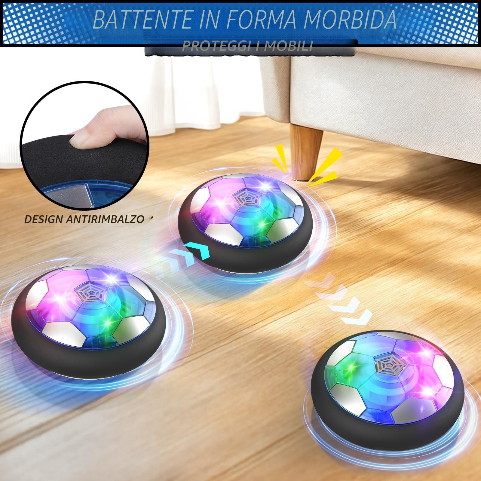 Buoeuik Pallone Calcio Fluttuante, Regalo Bambino 3 4 5 6 7 8 9 10 Anni Gioco Calcio Palla da Calcio per Casa Soccer Ball Ricaricabile con Luci LED Giocattoli Bambini Giochi Interattivi Bimbo Bimbi
