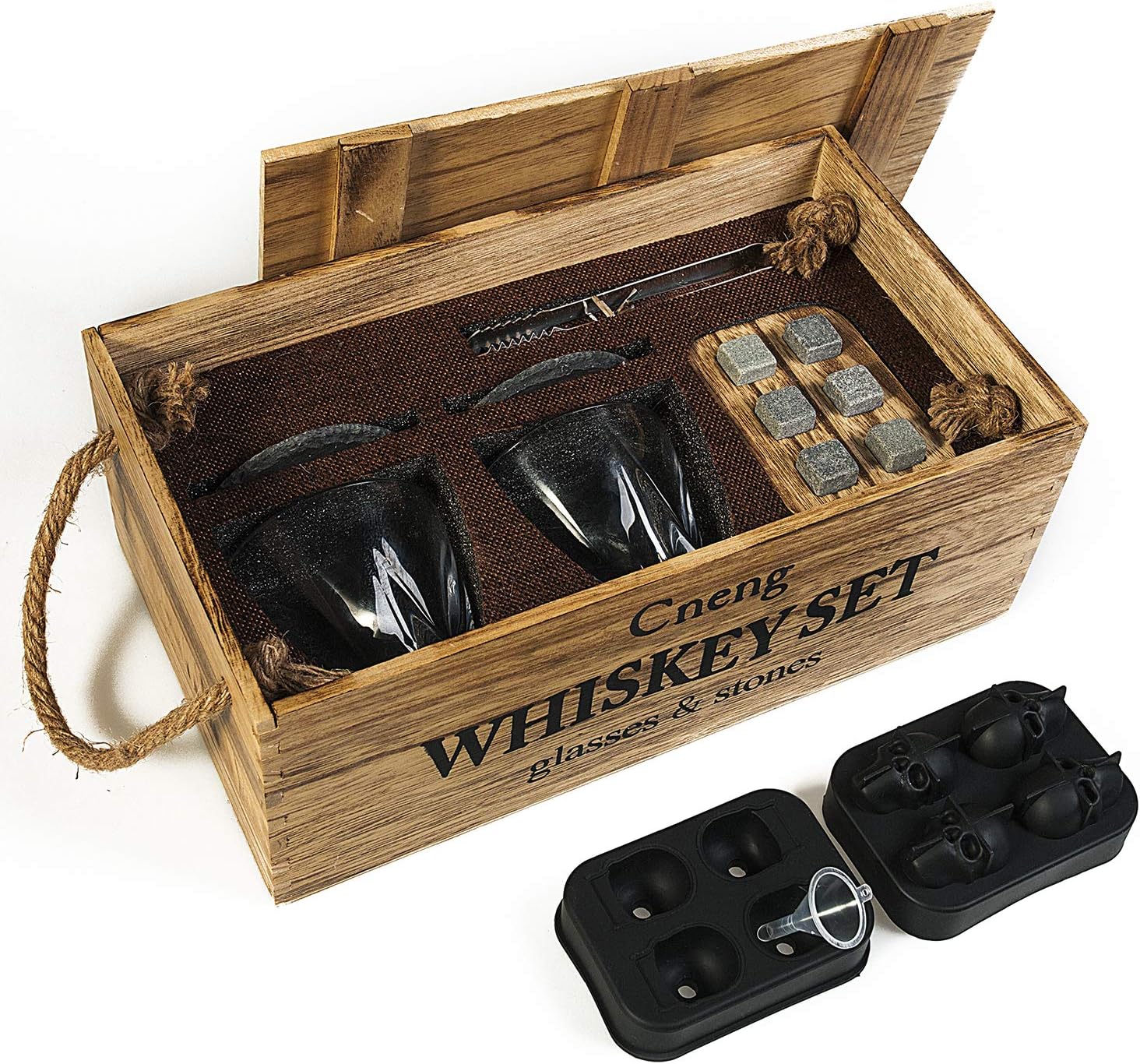 Cneng Whisky Steine Geschenkset mit Glas - Perfektes Geschenk für Whisky-Liebhaber Photo 2