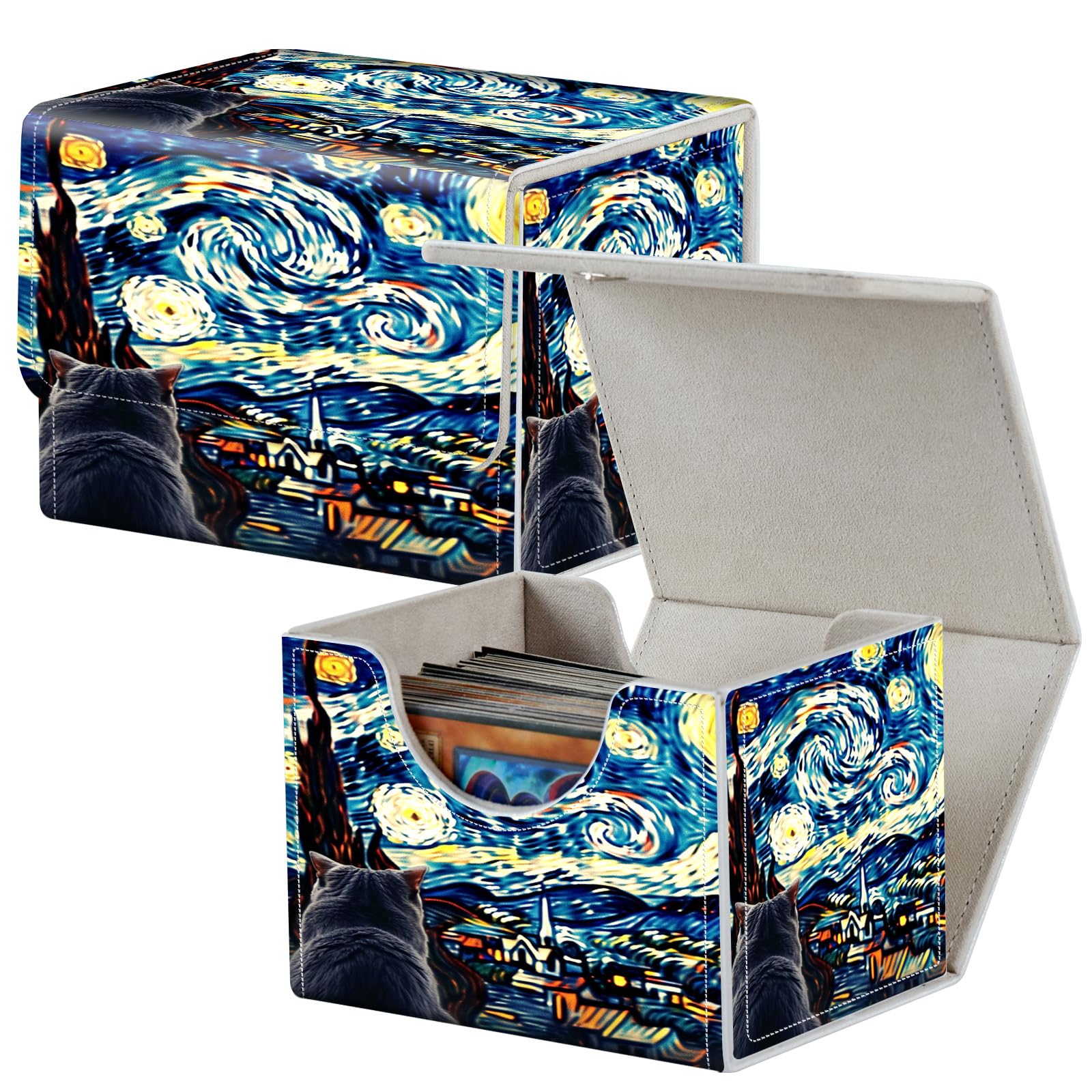 Dikoer Caja de cubierta de lobo azul – MTG Commander para más de 100 tarjetas de intercambio con funda, caja de almacenamiento magnética de piel sintética para tarjetas mágicas TCG CCG Dikoer Caja de cubierta de lobo azul – MTG Commander para más de 100 tarjetas de intercambio con funda, caja de almacenamiento magnética de piel sintética para tarjetas mágicas TCG CCG