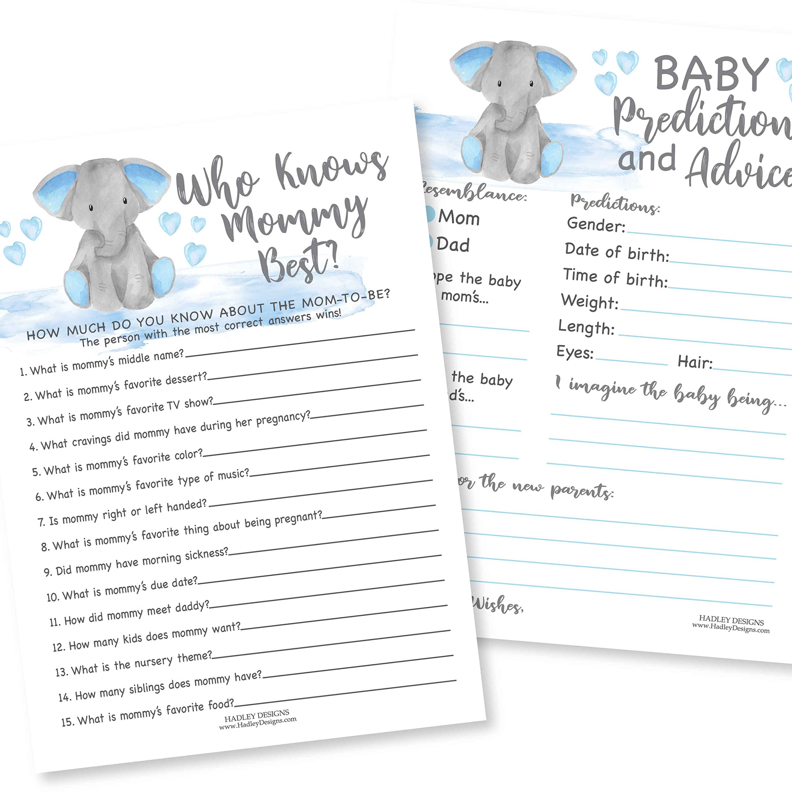 Buy Blue Elephant Baby Shower Games For Boys 2 Games Double Sided, 25