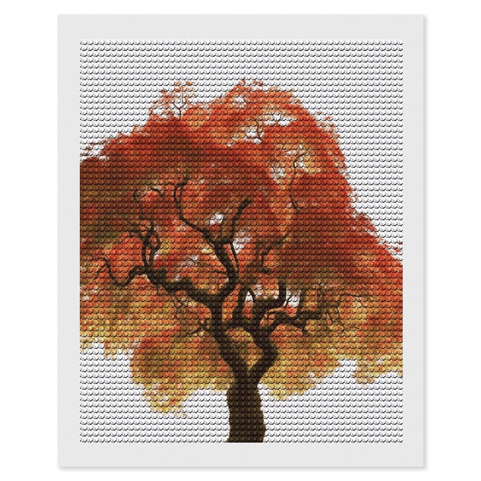 Maple Tree Diamond Art Kits for Adult Round Full Drill Diamond Dots Paintings for Beginner Picture Art DIY Diamond Painting Kits 5D Diamond Art Painting for Home Wall Decor 16"x20"