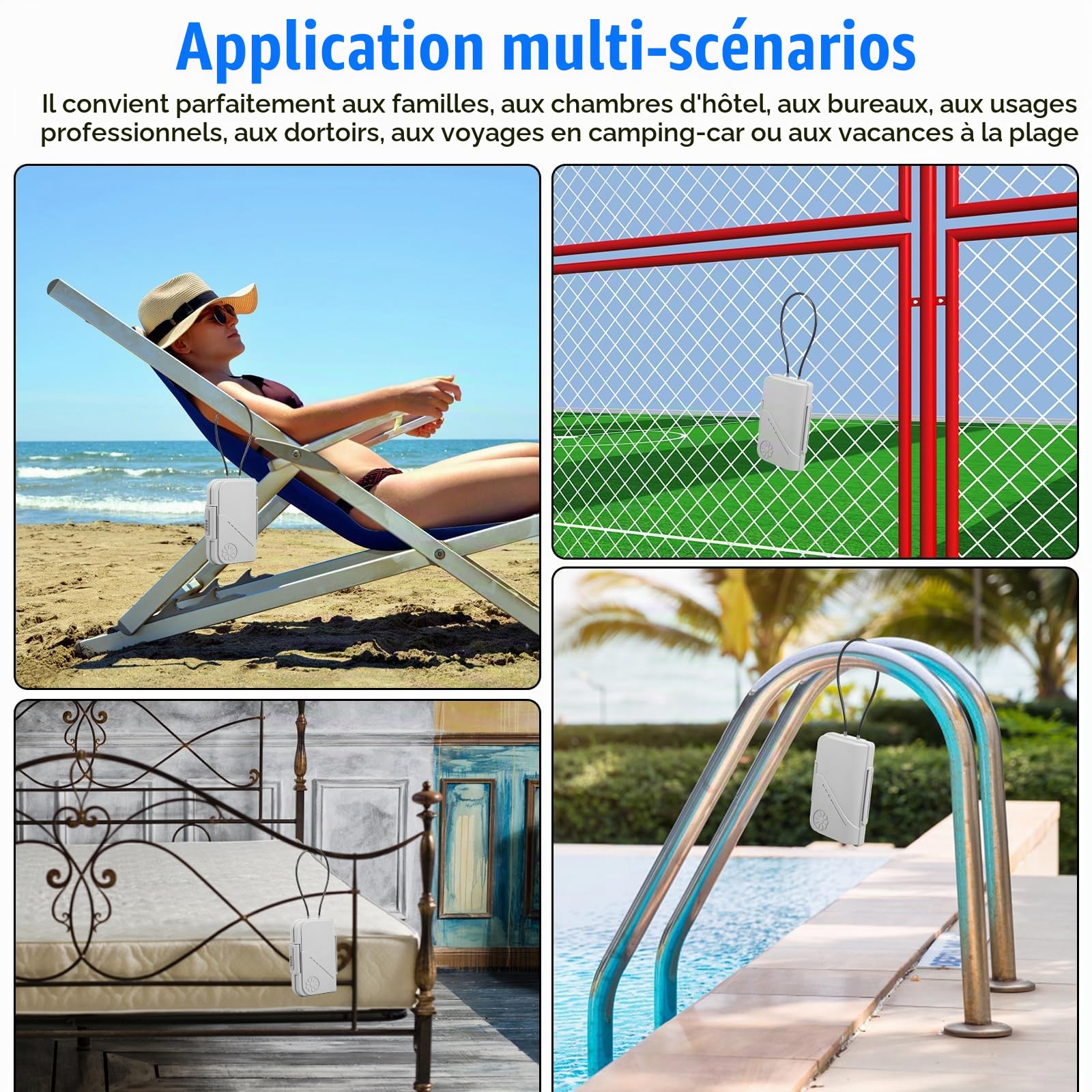 Mini coffre-fort portable étanche avec serrure à combinaison à 4 chiffres, boîtes de plage résistantes aux coupures et aux chocs avec câble métallique amovible de 7 mm d'épaisseur, boîte de sécurité