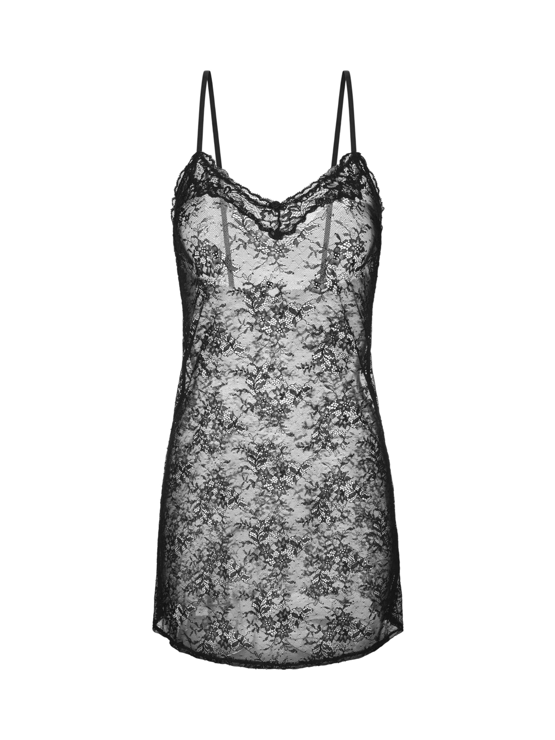 DORINA Origins Non-Padded Lace Dress, Adjustable Straps, Bow Detail, Allover Lace Trim, Black