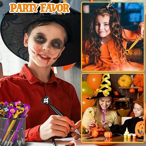 Miniatura 3 de 48 bolígrafos de Halloween, calabaza, fantasma, murciélago. Bolígrafo retráctil de tinta negra de 0.039 in para Halloween, suministros de fiesta de