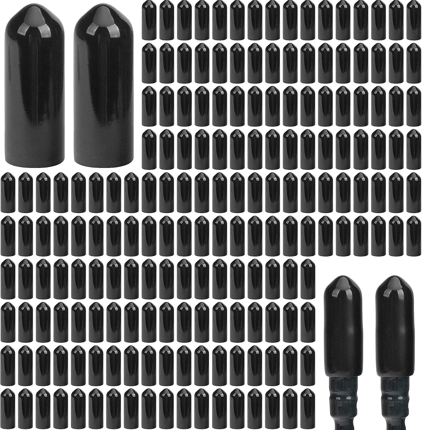 codree 200 PCS No Glow Caps for String Lights-String Light Cap to Hide The Extra Lights-Christmas Blackout Black Light Cap Covers for 5mm Diameter Glass LED String Lights